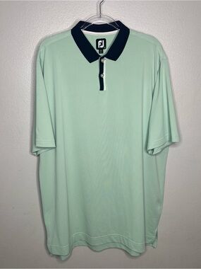 FJ FootJoy Mint Golf Polo Shirt Short Sleeve Button Up Stretchy Sport - XLarge